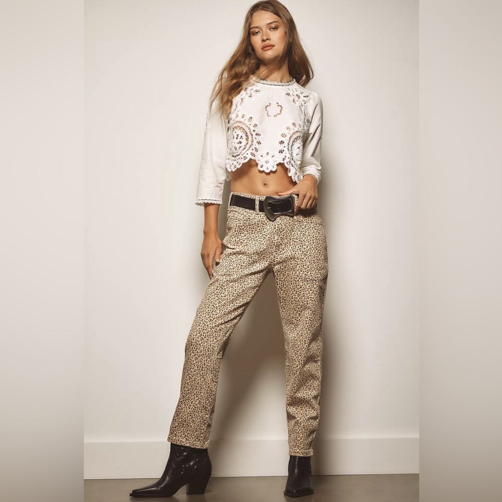 Pilcro The Wanderer Mid-Rise Relaxed Leopard Jeans